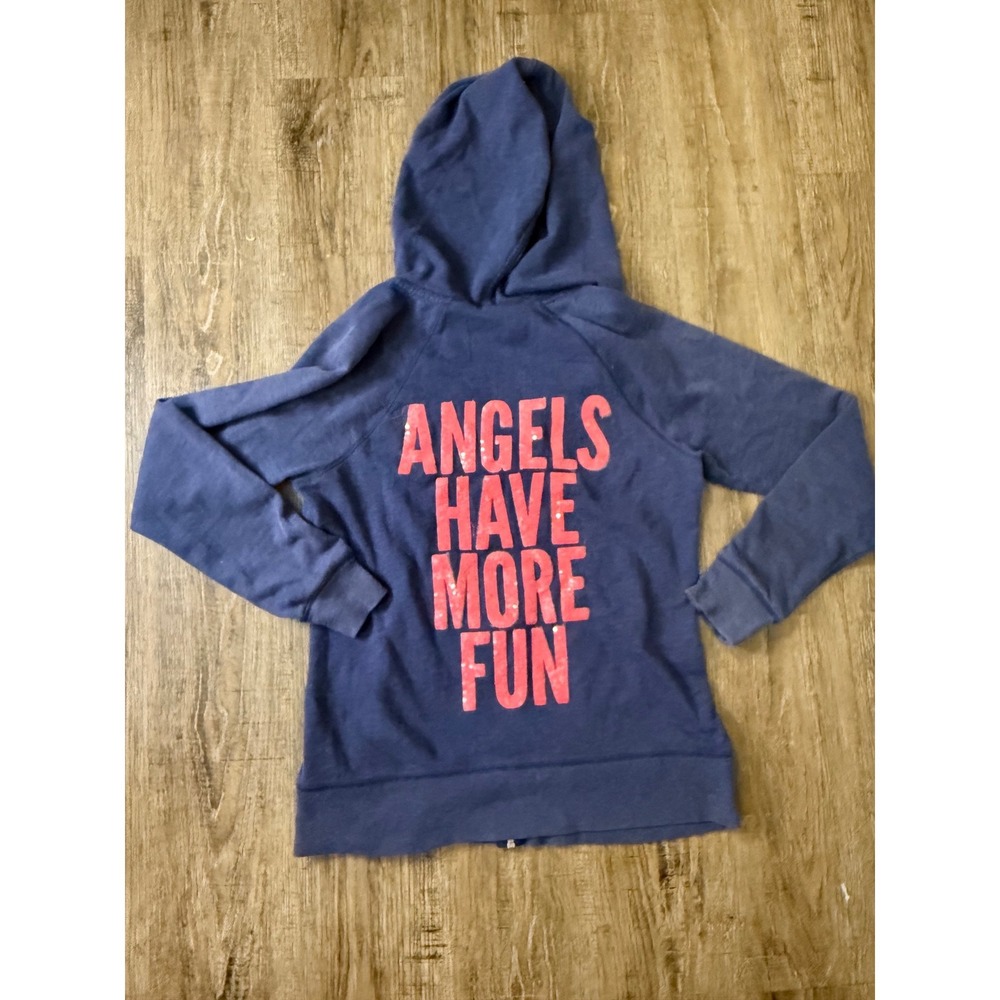 Victorias Secret Angels Have More Fun Full Zip Hoodie Blue Pink Size Medium